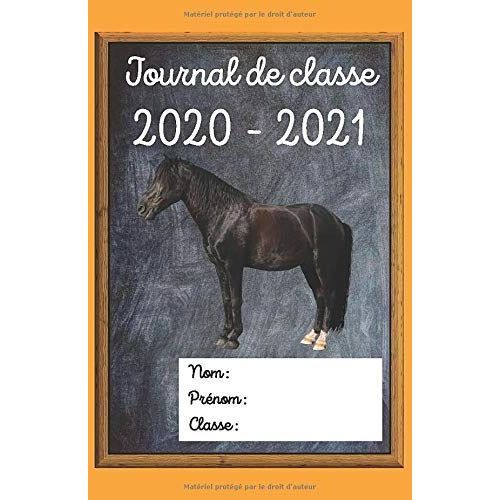 Journal De Classe 2020 2021: Agenda Scolaire Pour Collège Et Lycée | Emploi Du Temps | Thème "Cheval" | Format Compact 218 Pages | 1 Page Par Jour, 10 Heures Par Journée