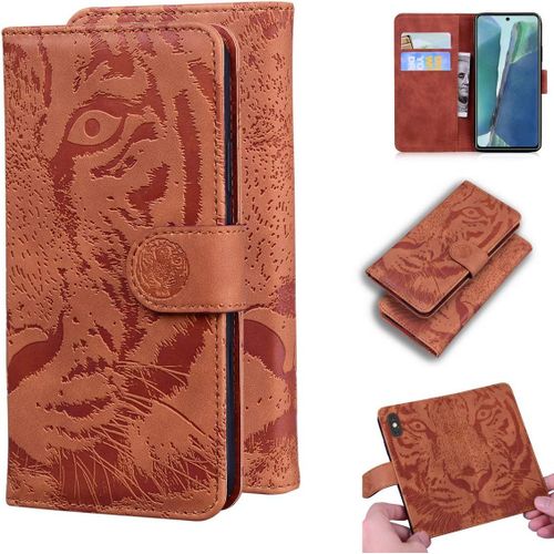 Étui Pour Samsung Galaxy Note20 4g/5g N980 6 7 Pouces Pu Magnétique Pochette Cuir Housse Tigre Impression Rabattable Case Stent Fonction Marron
