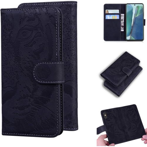 Étui Pour Samsung Galaxy Note20 4g/5g N980 6 7 Pouces Pu Magnétique Pochette Cuir Housse Tigre Impression Rabattable Case Stent Fonction Noir