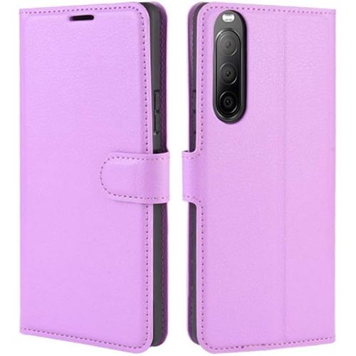 Étui Pour Sony Xperia 1 Ii 6 5 Pouces Pu Cuir Couverture Magnétique Portefeuille Protection Housse Motif Litchi Stent Fonction Flip Cuir Pourpre