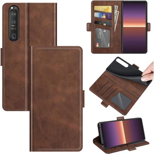 Étui Pour Sony Xperia 1 Ii 6 5 Pouces Pu Cuir Couverture Magnétique Portefeuille Protection Housse Stent Fonction Flip Cuir Café