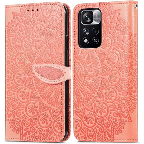 Étui Pour Xiaomi Redmi Note 11 Pro/Note 11 Pro+6.67 Inch Pu Cuir Couverture Magnétique Housse Conception En Fleur De Rêve Stent Fonction Flip Cuir Orange