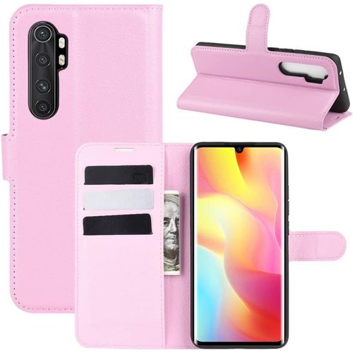Étui Pour Xiaomi Mi Note 10 Lite 6 47 Pouces Pu Cuir Couverture Magnétique Portefeuille Protection Housse Motif Litchi Stent Fonction Flip Cuir Rose