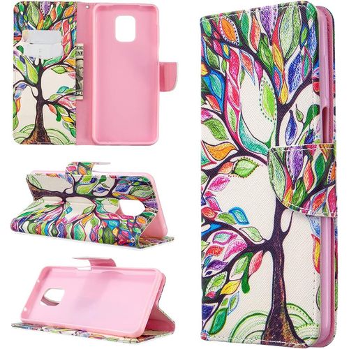 Étui Pour Xiaomi Redmi Note 9s/ 9 Pro/ 9 Pro Max 6,67 Pouces Pu Cuir Couverture Magnétique Housse Modèle D'arbre Heureux Stent Fonction Coque Flip Cuir