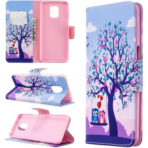 Étui Pour Xiaomi Redmi Note 9s/ 9 Pro/ 9 Pro Max 6,67 Pouces Pu Cuir Couverture Magnétique Housse Motif De Hibou Amoureux Stent Fonction Coque Flip Cuir