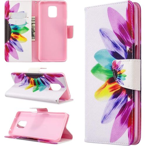 Étui Pour Xiaomi Redmi Note 9s/ 9 Pro/ 9 Pro Max 6,67 Pouces Pu Cuir Couverture Magnétique Housse Motif Tournesols Animé Stent Fonction Coque Flip Cuir