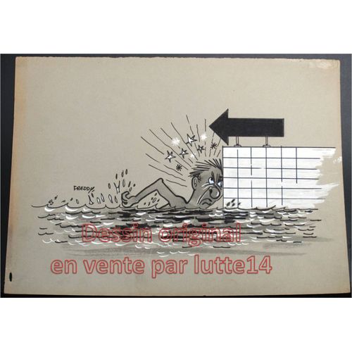 Dessin Presse Original - Humoristique - Volley Ball (Freddy, Dessinateur Belge Années 1970-1980) - 06
