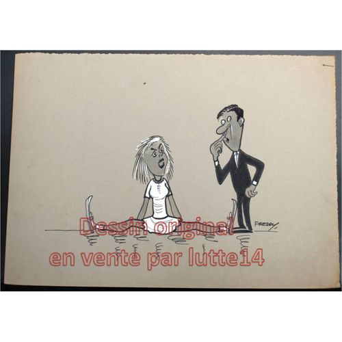 Dessin Presse Original - Humoristique - Volley Ball (Freddy, Dessinateur Belge Années 1970-1980) -07