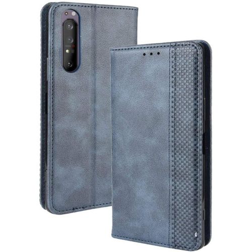 Étui Sony Xperia 1 Ii Housse Rabat En Cuir Portefeuille Ultra Mince Magnetic Adsorption Holster Pour Sony Xperia 1 Ii Bleu