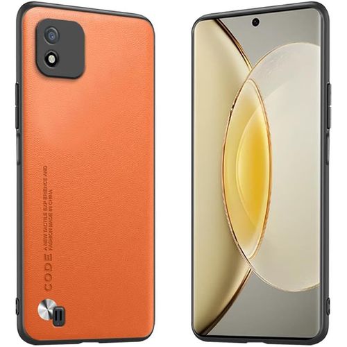 Étui Adapté À Realme C11 2021 6.52"" , Housse Coque En Cuir Métallique De La Série Code - Orange