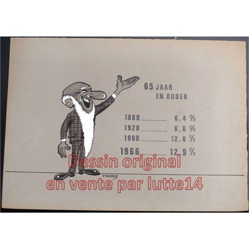 Dessin Presse Original - Humoristique - 65 Jaar En Ouder (Freddy, Dessinateur Belge Années 1970-1980) -13