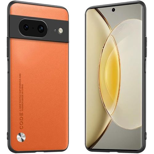 Étui Adapté À Google Pixel 8 6.17"" , Housse Coque En Cuir Métallique De La Série Code - Orange