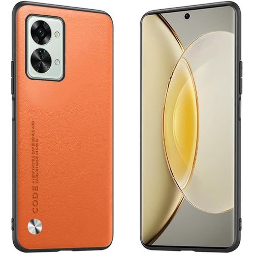 Étui Adapté À Oneplus Nord 2t 6.43"" , Housse Coque En Cuir Métallique De La Série Code - Orange