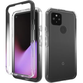 Coque Pour Google Pixel 5 Case La Conception De Pare Chocs Absorbant Les Chocs À Structure À Double Couche En Matériau Mixte À Gradient Transparent Est Noir Dégradé