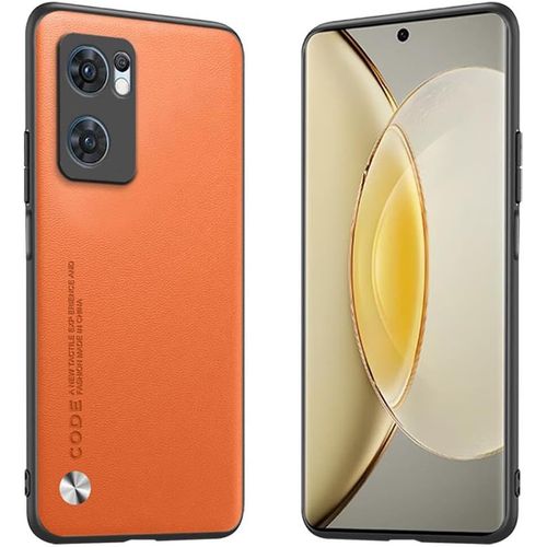 Étui Adapté À Oppo Find X5 Lite/Oppo Reno7 5g 6.43"" , Housse Coque En Cuir Métallique De La Série Code - Orange