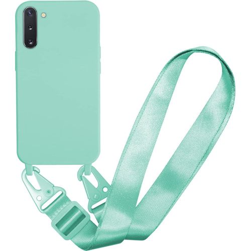 Coque Avec Cordon Pour Samsung Galaxy Note10,Collier Pour Étui Housse Tpu Anti-Choc Colliers Protection Complète Cover De Cellulaire Mince Réglable Lanyard Case, Menthe Verte