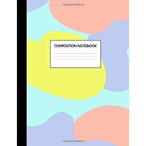 Composition Notebook: Yellow And Blue Abstract Pattern Lover Simple Colorful Journal (Wide Ruled 7.44 X 9.69 Inches Glossy Notebook For Girls) Writing Journal Lined, Diary, Composition Notebook For Ki