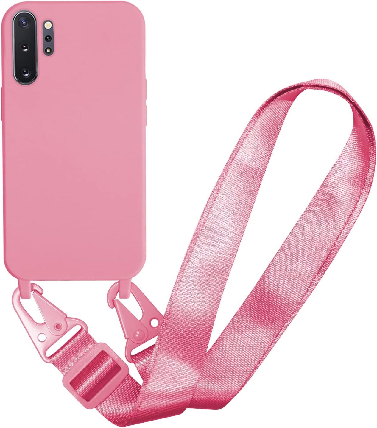 Coque Avec Cordon Pour Samsung Galaxy Note10 Plus,Collier Pour Étui Housse Tpu Anti-Choc Colliers Protection Complète Cover De Cellulaire Mince Réglable Lanyard Case, Rose
