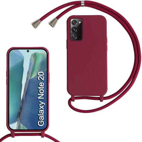 Coque Avec Cordon Pour Samsung Galaxy Note20,Collier Pour Étui Housse Tpu Anti-Choc Colliers Protection Complète Cover Mince Antichoc Réglable Lanyard Case, Rouge