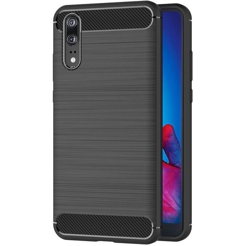 Coque Pour Huawei P20 5,8 Pouces Tpu Silicone Souple Resistant Housse Fibre De Carbone Etui Case Noir
