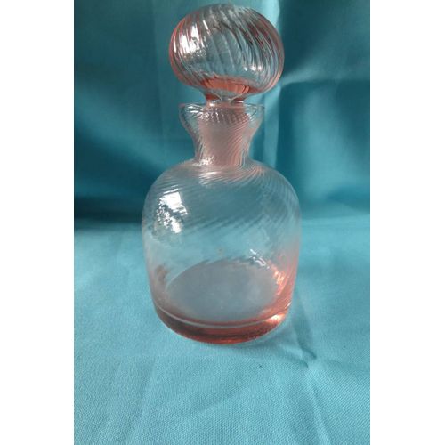 Ancien Flacon Rose Torsadé Vide