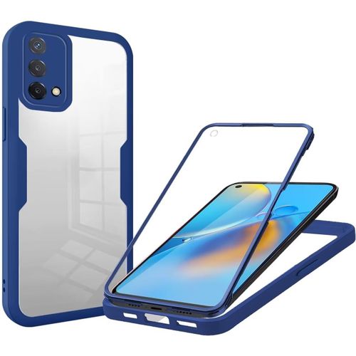 Coque Pour Oppo A74 4g Avec Protecteur D'ecran Intégré,360 Degrés Intégrale Rugged Housse Anti-Rayures Bumper Etui Pochette Pour Oppo A74 4g,Bleu
