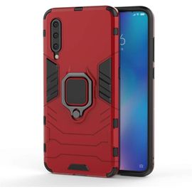 Coque Xiaomi Mi 9, 2 En 1 Armour Style Robuste Hybrides Double Couche Armure Defender Tpu + Pc Case Cover Avec Support Magnétique Car Mount Pour Xiaomi Mi 9 -Red