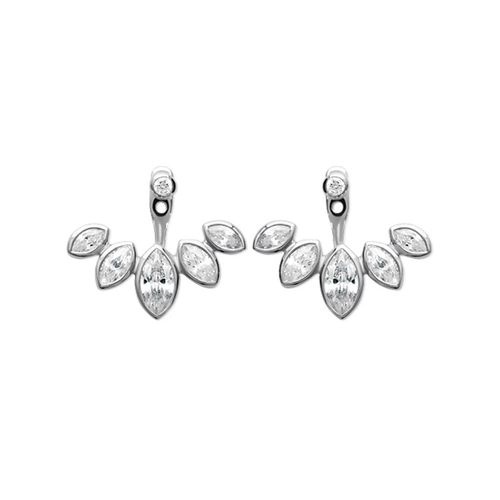 Boucles D'oreilles Lobes Cristal Zirconium Blanc Argent Massif Rhodié 925 °°° Clous - Puces