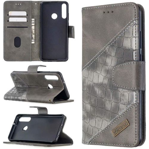 Xiaomi Mi Note 10 Étui Pour Téléphone Antichoc Cover Crocodile Épissage Pu Cuir Coque Housse Avecmagnétique Porte Cartes De Crédit Stand Support Gris
