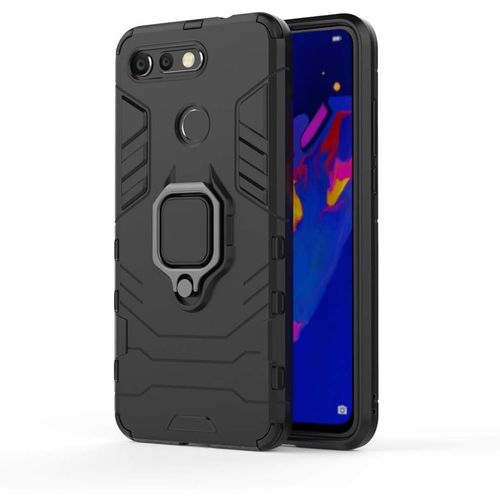 Coque Huawei Honor View 20/V20 2 En 1 Armour Style Robuste Hybrides Double Couche Armure Defender Tpu+Pc Case Cover Avec Support Magnétique Car Mount Pour Huawei Honor View 20/V20 All Black