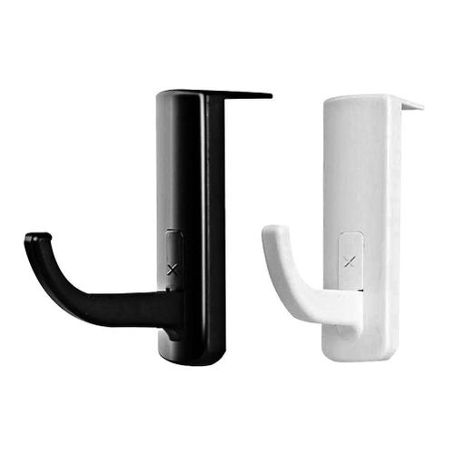 Crochet élégant pour casque de bureau : plastique durable, adhésif puissant, design compact, options noir et blanc