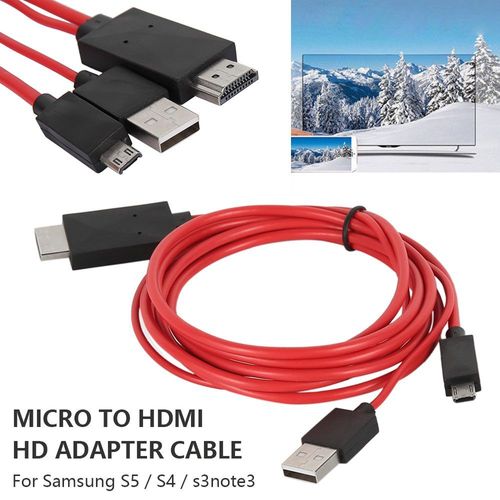 Câble HDMI haute qualité de 2 m pour vidéo 1080p et son surround 7.1 - Rouge, Plug and Play, compatible MHL