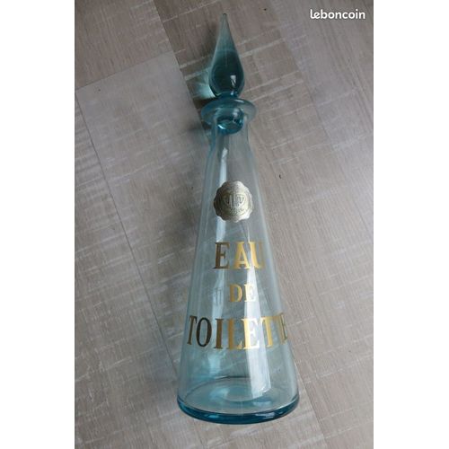 Ancien Flacon Cristal Bleu Pour Salle De Bain N°1