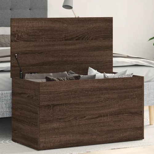 Coffre De Rangement Chêne Marron 84x42x46 Cm Bois D'ingénierie