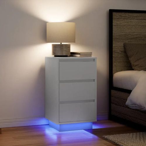 Table De Chevet Avec Lumières Led Blanc 38x34x65 Cm