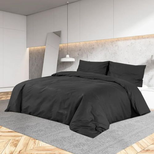 Ensemble De Housse De Couette Noir 260x240 Cm Microfibre Légère