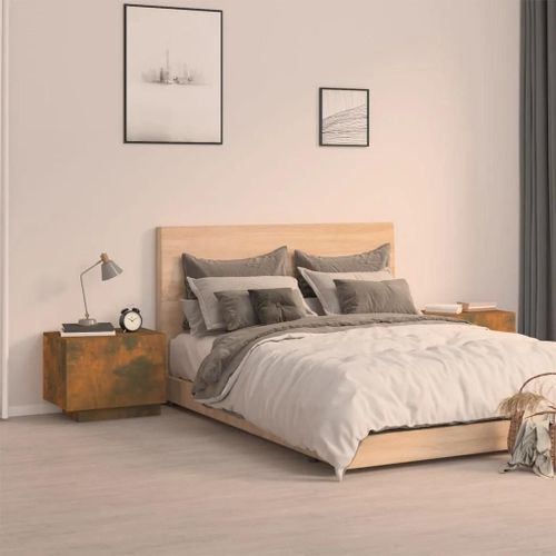 Table De Chevet Chêne Fumé 100x35x40 Cm Bois D'ingénierie