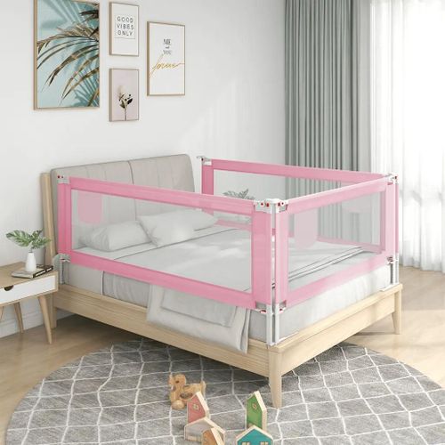 Barrière De Sécurité De Lit Enfant Rose 90x25 Cm Tissu