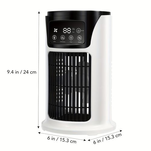 Blanc Climatiseur portable 3 1 multifonction humidificateur, ventilateur, lumière LED Super froid, silencieux, rechargeable, sans fil, compact pour intérieur/extérieur, bureau et maison