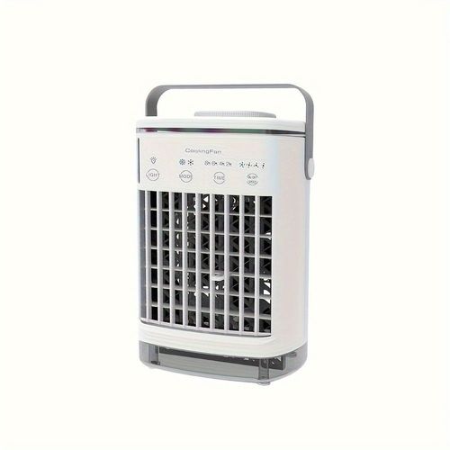 Noir Mini Climatiseur Portable Puissant avec Ventilateur 4 Vitesses, Humidificateur, Télécommande Multifonction, Silencieux, Sans Fil, Compact pour Bureau et Maison, Intérieur/Extérieur
