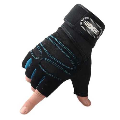 Gants D'entraînement De Poids Lourd Pour Hommes Et Femmes, Pour Musculation, Demi-Doigt, Antidérapants, Support De Poignet, Sport D'haltérophilie-M-Light Bleu