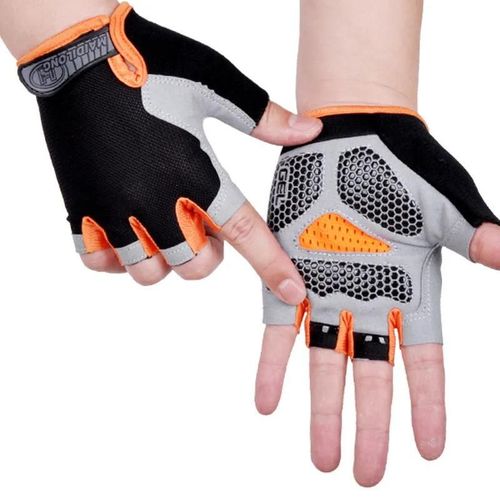 Gants D'haltères De Gymnastique Hommes Femmes Haltérophilie Fitness Sport Entraînement Gants D'exercice Antidérapant Respirant Demi Doigt Gant De Cyclisme-S-Upgraded Orange