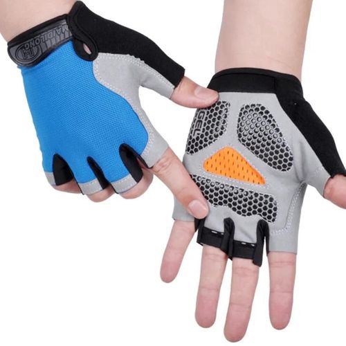Gants D'haltères De Gymnastique Hommes Femmes Haltérophilie Fitness Sport Entraînement Gants D'exercice Antidérapant Respirant Demi Doigt Gant De Cyclisme-Xl-Upgraded Bleu