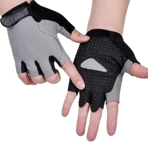 Gants D'haltères De Gymnastique Hommes Femmes Haltérophilie Fitness Sport Entraînement Gants D'exercice Antidérapant Respirant Demi Doigt Gant De Cyclisme-Xl-Gris