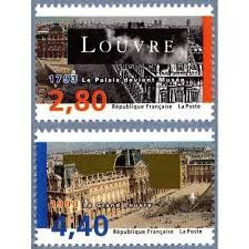 Bicentenaire De La Création Du Musée Du Louvre : Musée Et Le Grand Louvre La Paire Année 1993 N° 2851 2852 Yvert Et Tellier Luxe