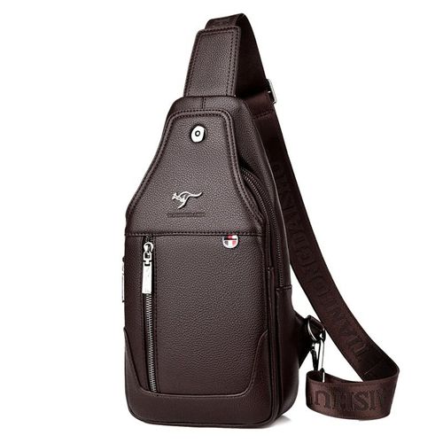 Sac Bandoulière Homme Cuir PU – Sac Poitrine Grande Capacité iPad 7,9" | Sacoche Épaule Sport Voyage Quotidien Élégant et Pratique Marron