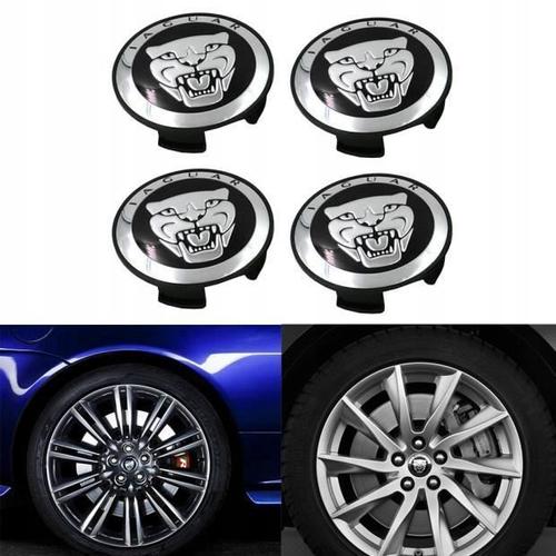 Lot De 4 Centre De Roue Cache Moyeu Pour Jaguar 59mm-Noir