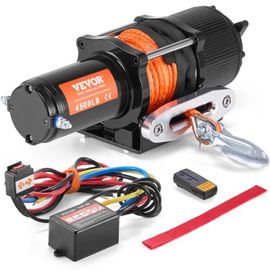 Treuil Électrique-VEVOR-VTT UTV-Capacité de Traction 2041 kg 12 V CC, Corde Synthétique 12 Brins ¿ 0,6x1188,7 cm-Guide-câble
