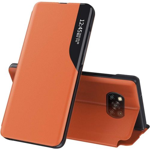 Étui À Rabat Pour Xiaomi Poco X3 Nfc/Xiaomi Poco X3 Pro/Xiaomi Poco X3. Cas De Téléphone Poco X3 /Veille/Réveille Toi/Coque Smart Phone/Cas De Téléphone Portable Poco X3 - Orange