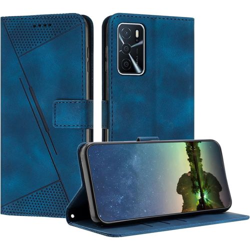 Etui Coque Pour Oppo A54s / Oppo A16s / Oppo A16, Coque De Telephone En Cuir De Première Qualité Pochette De Portefeuille Pour Coque Oppo A54s/Oppo A16s/Oppo A16 - Bleu